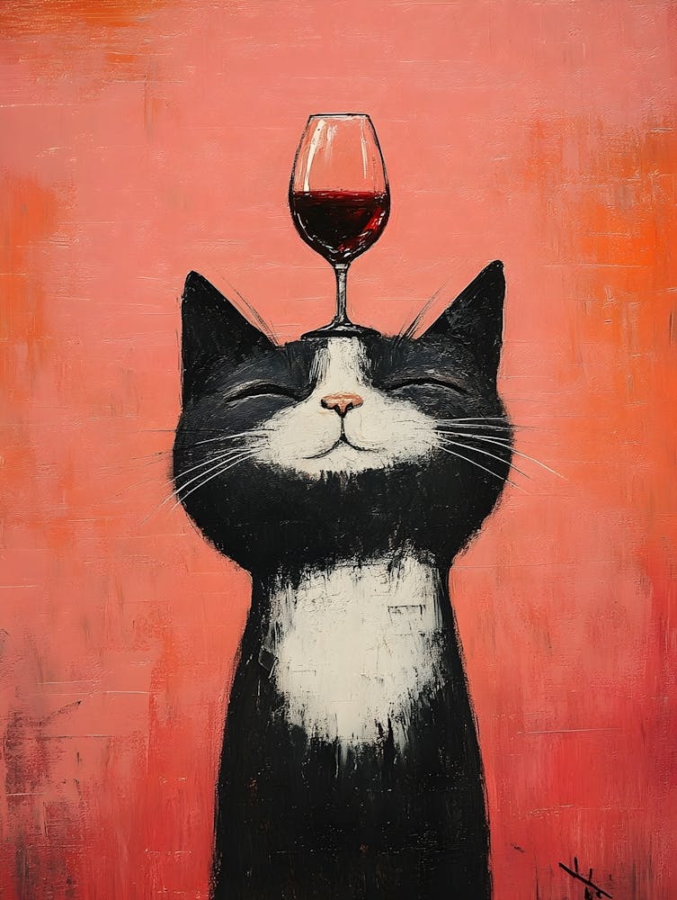Cat Balances Wine 4