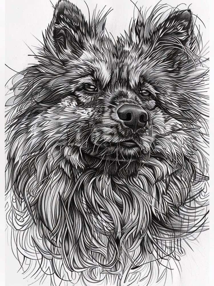 Malmute Furry Dog Line Sketch 4