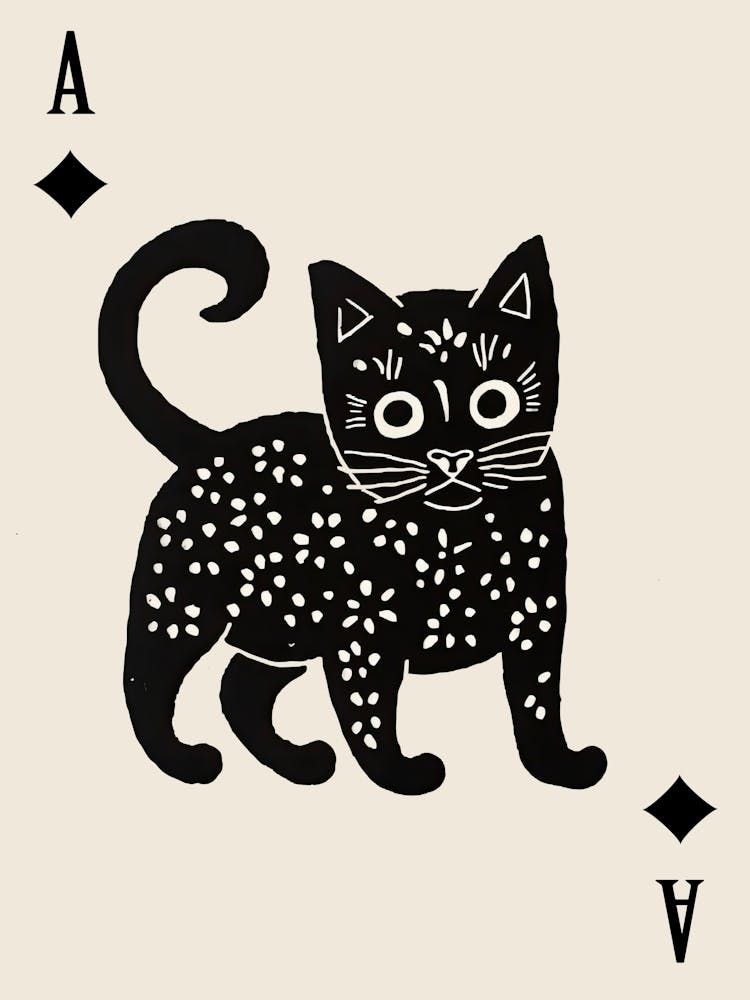 Playing Cards Cat 1 Black And White 1