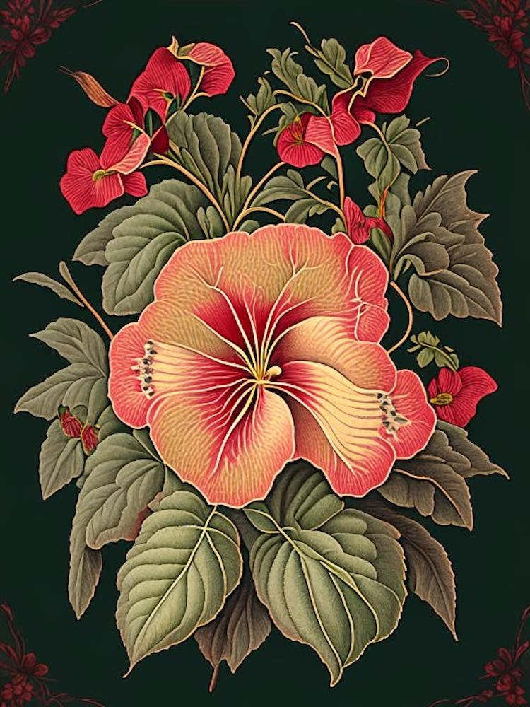 Impatiens 3 Floral Botanical Vintage Poster Flower