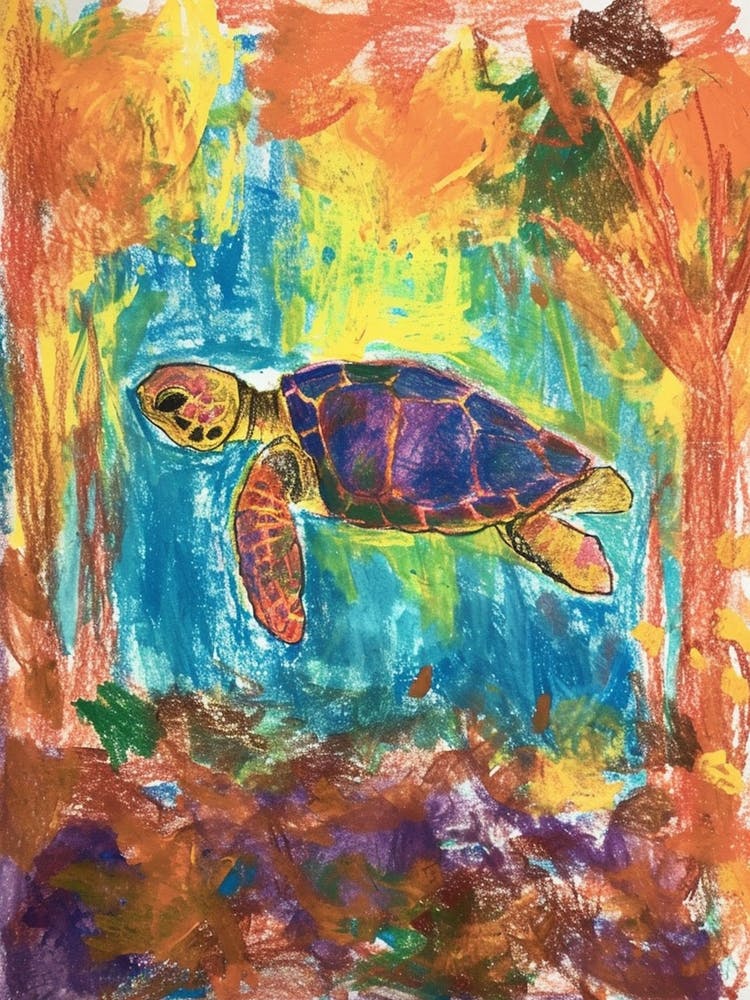Sea Turtle Underwater Pencil Scribble 1
