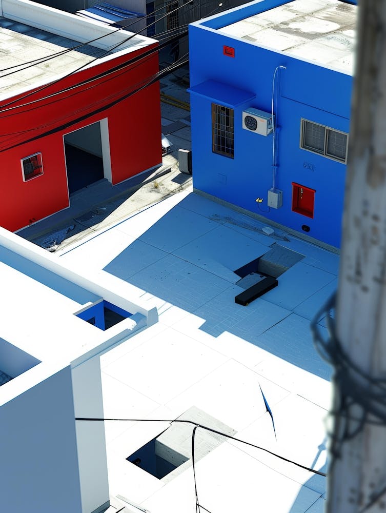 Blue And White Buildings