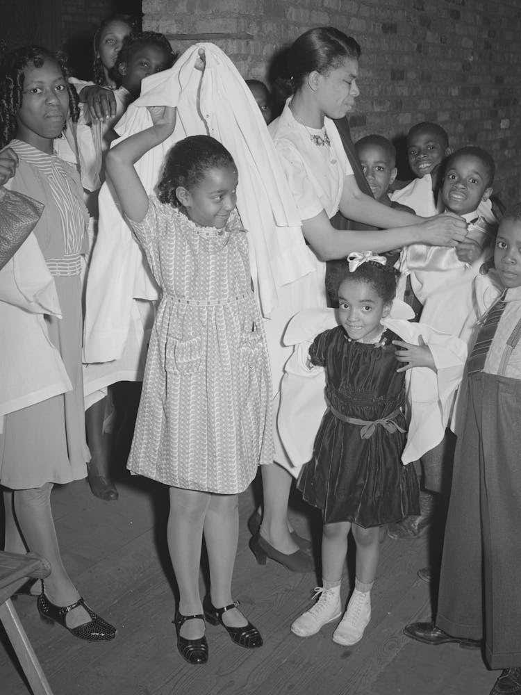 Children Putting On Choir Robes, Pentecostal Church, Chicago, Illinois By Russell Lee