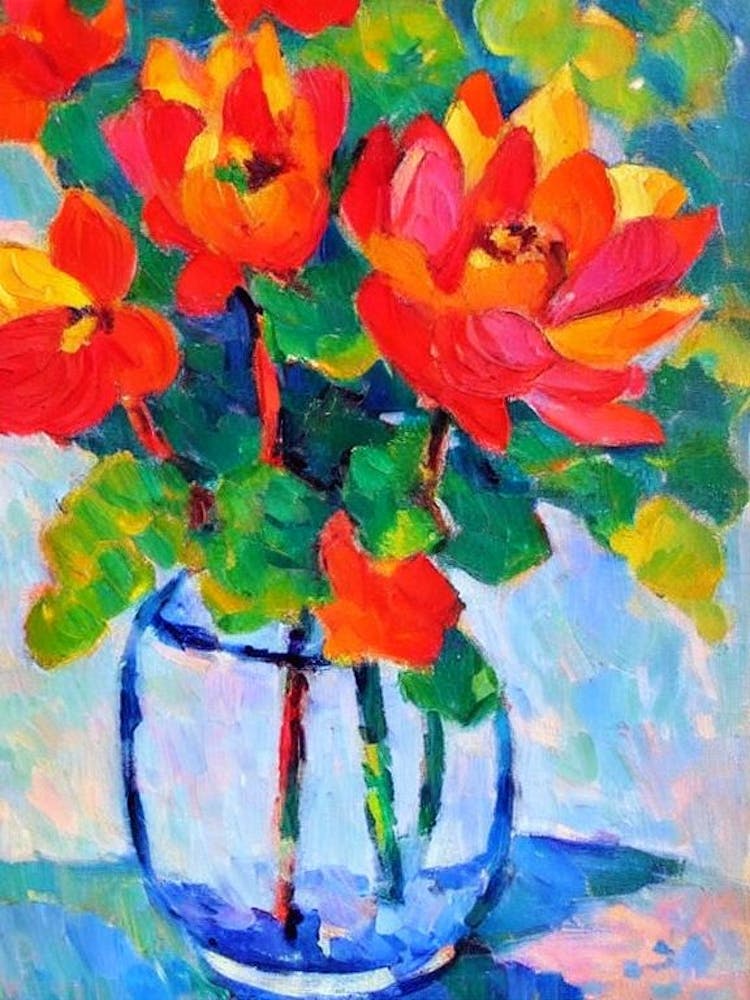 Lotus Floral Abstract Block Colour 1 Flower