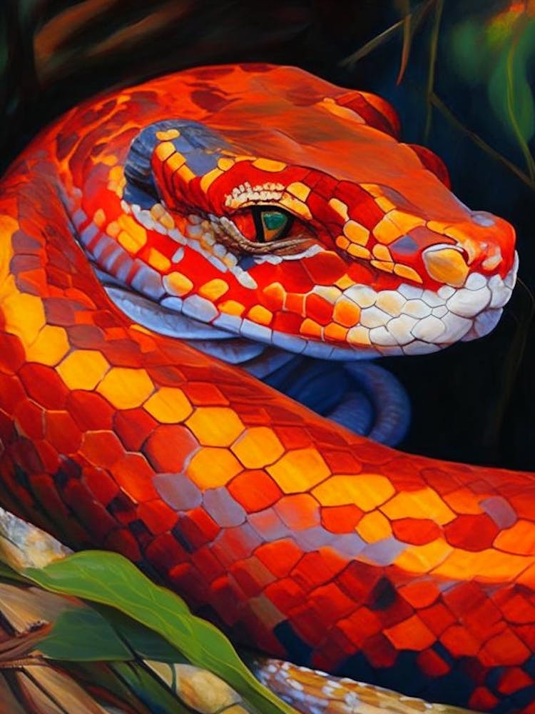 Red Tailed Boa 1 Snake Painting