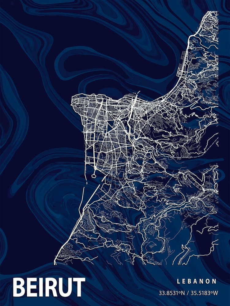 Beirut Crocus Marble Map