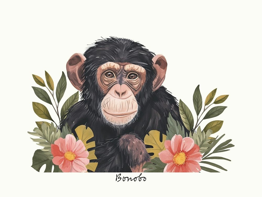 Little Floral Bonobo 2 Poster