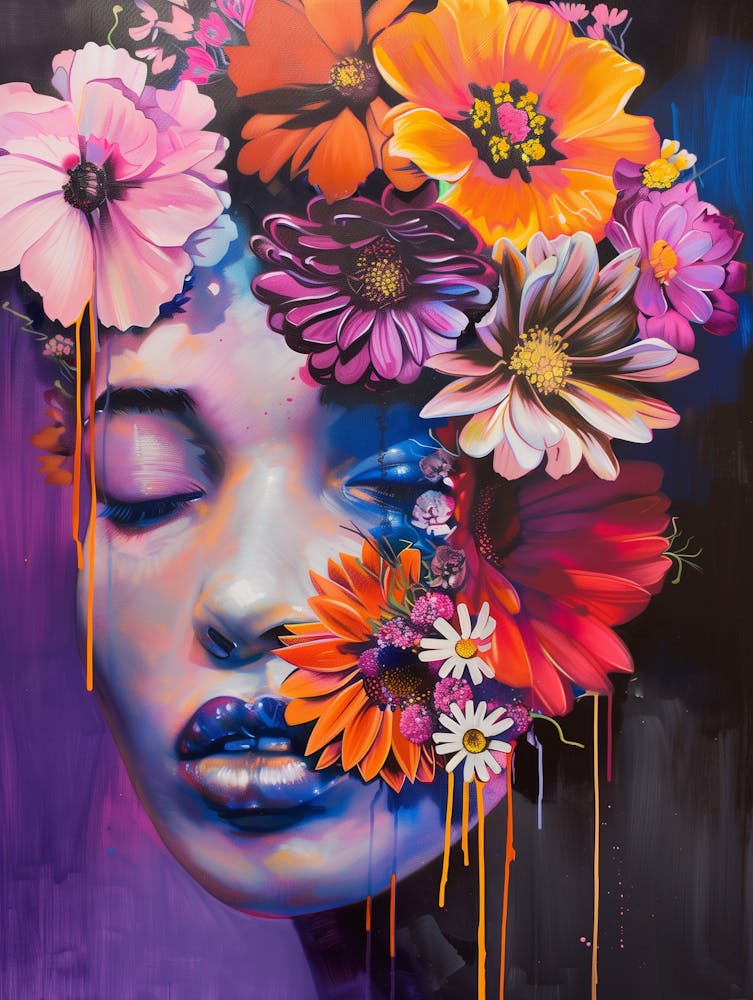 Flowers On A Woman'S Face