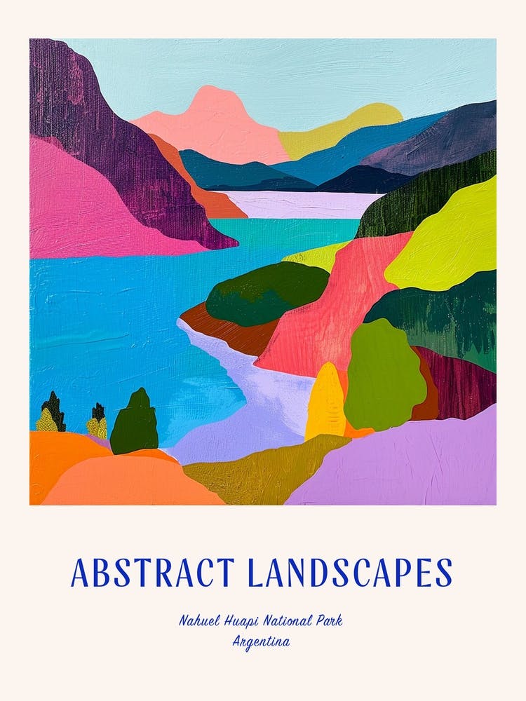 Abstrait Coloré Nahuel Huapi National Park Argentina Affiche Bleue 3