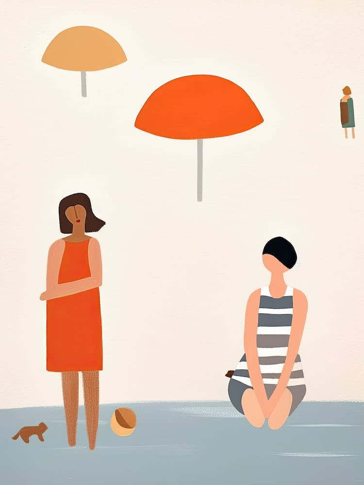 At The Beach Tiny People Illustration 3