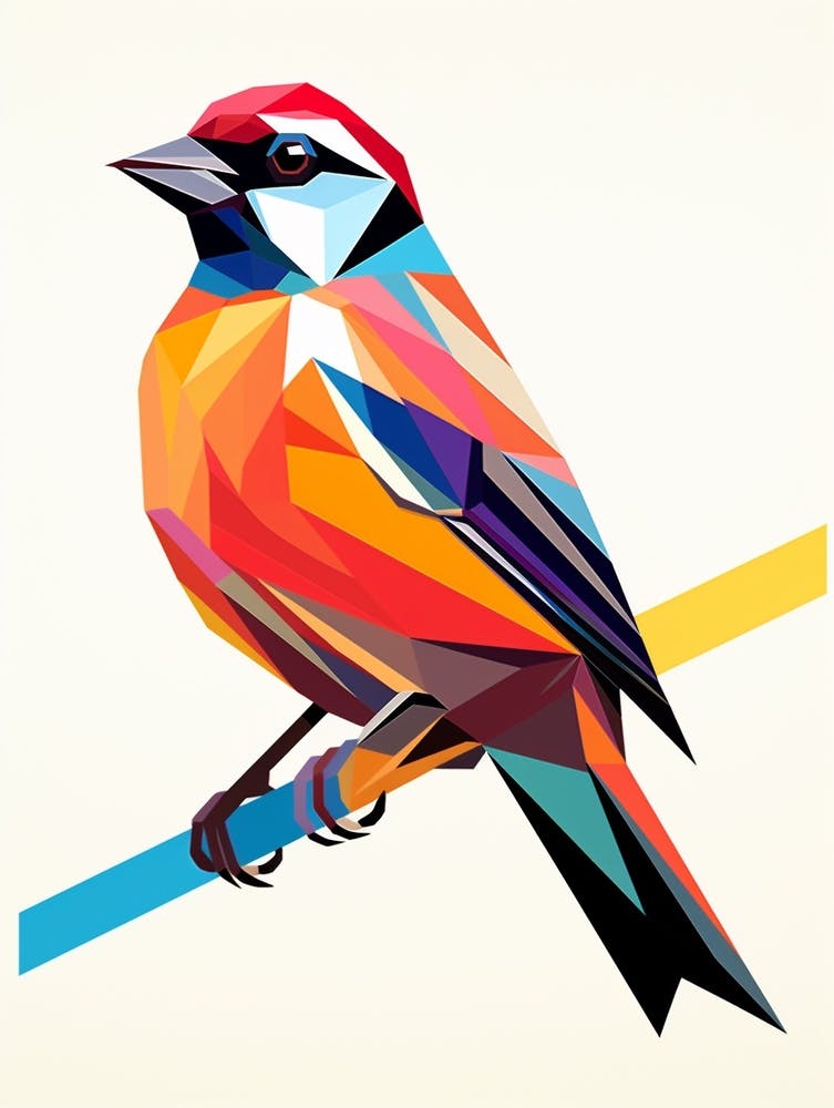 Bunter Geometrischer Vogel Spatz 1