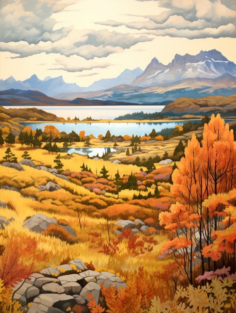 Autumn National Park Painting Nahuel Huapi National Park Argentina 1