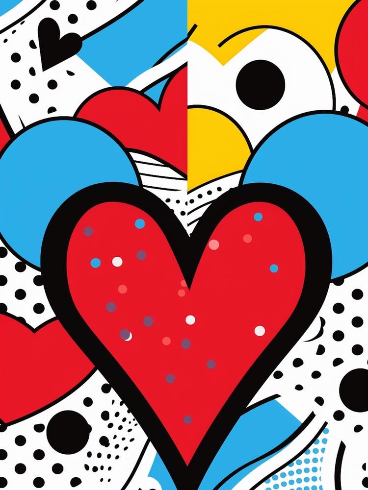 Polka Dot Pop Art Heart Lines 1