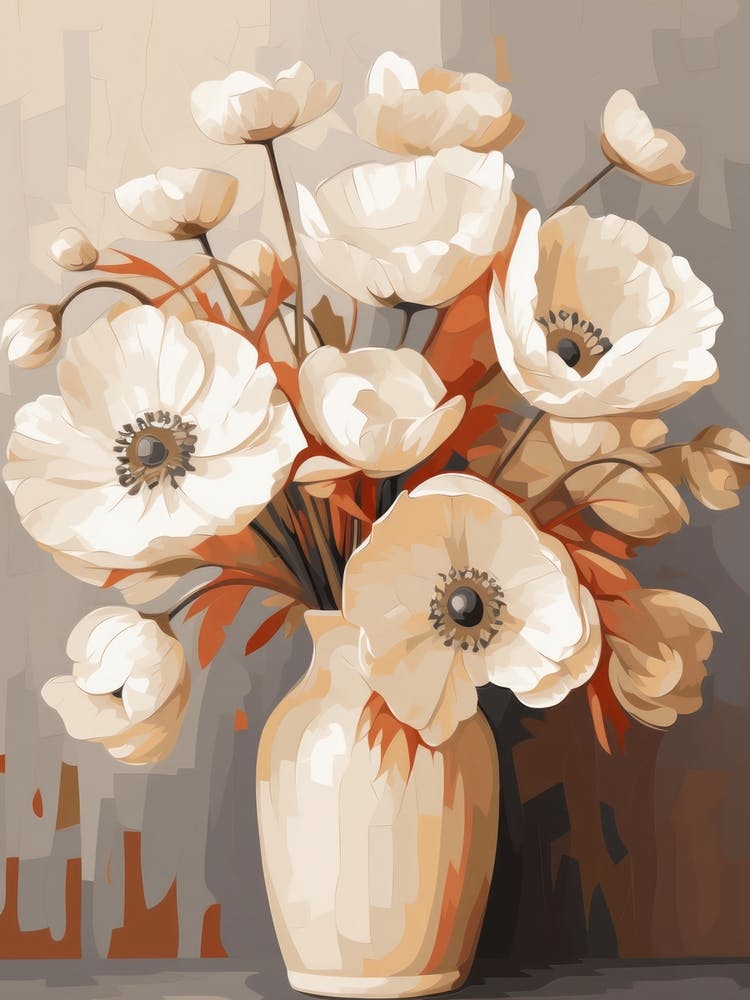 Anemone Flower Still Life Painting 4 Dreamy