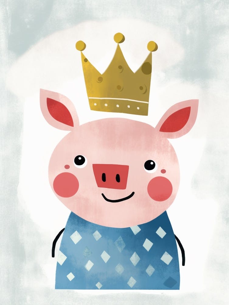 Petit Cochon 5 Portant une Couronne