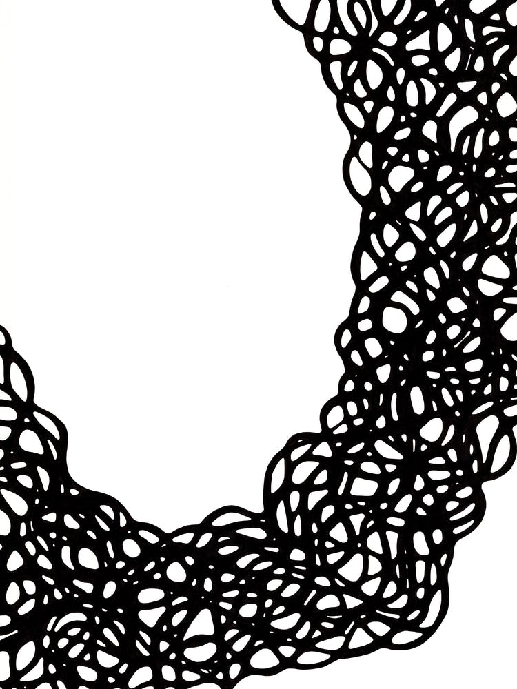 Abstract wave from black curly lines / Hand Drawn / Black&White