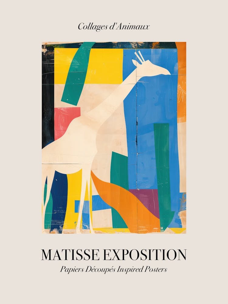 Giraffe 4 Matisse Inspired Exposition Animals Poster