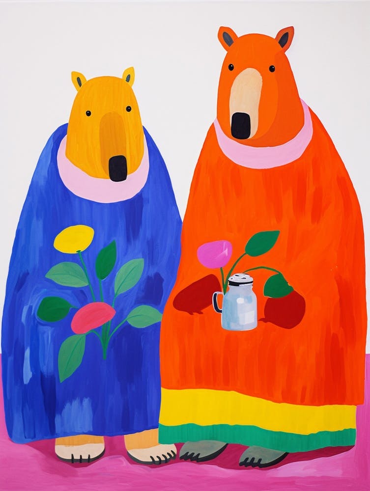 Colourful Kids Animal Art Capybara 1