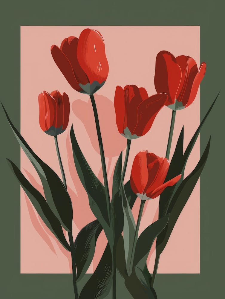 Red Tulips In A Vase