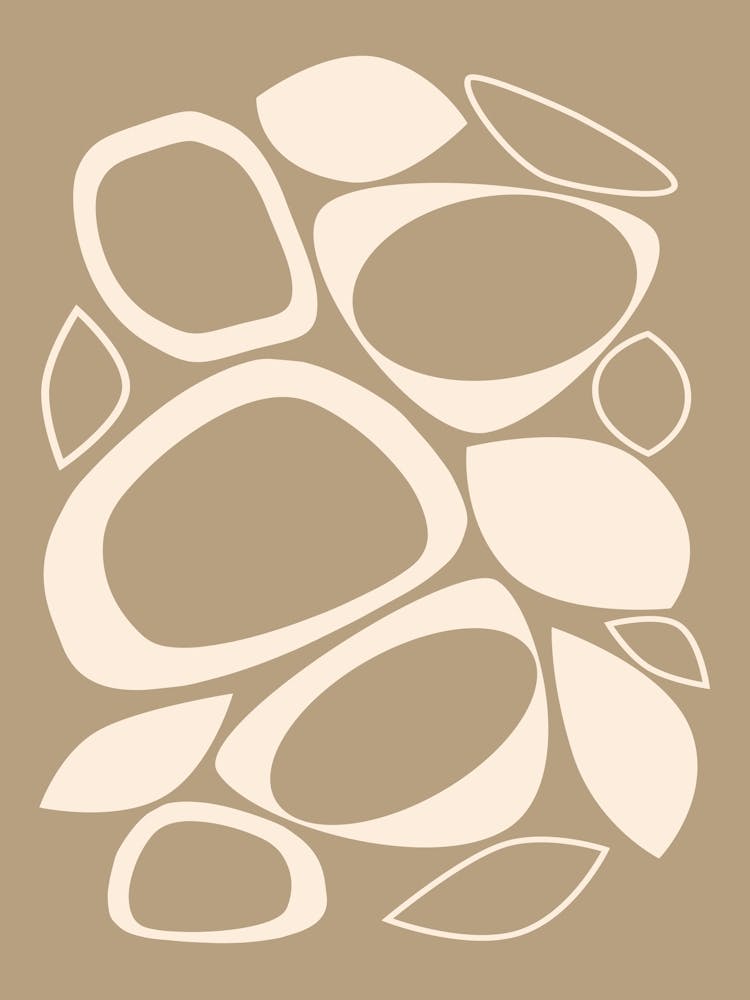 Mid Century Modern Abstract 8 Khaki and Ivory