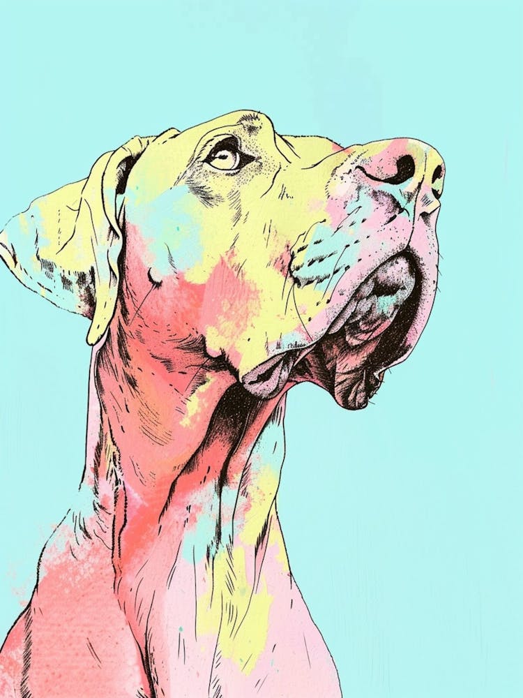 Pastel Blue Dog Line Watercolour Illustration