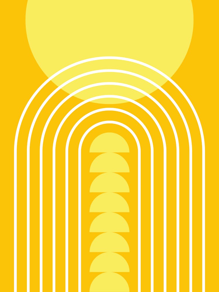 Modern Mid Century Gateway Sun Rainbow 9 In Mustard Yellow 01