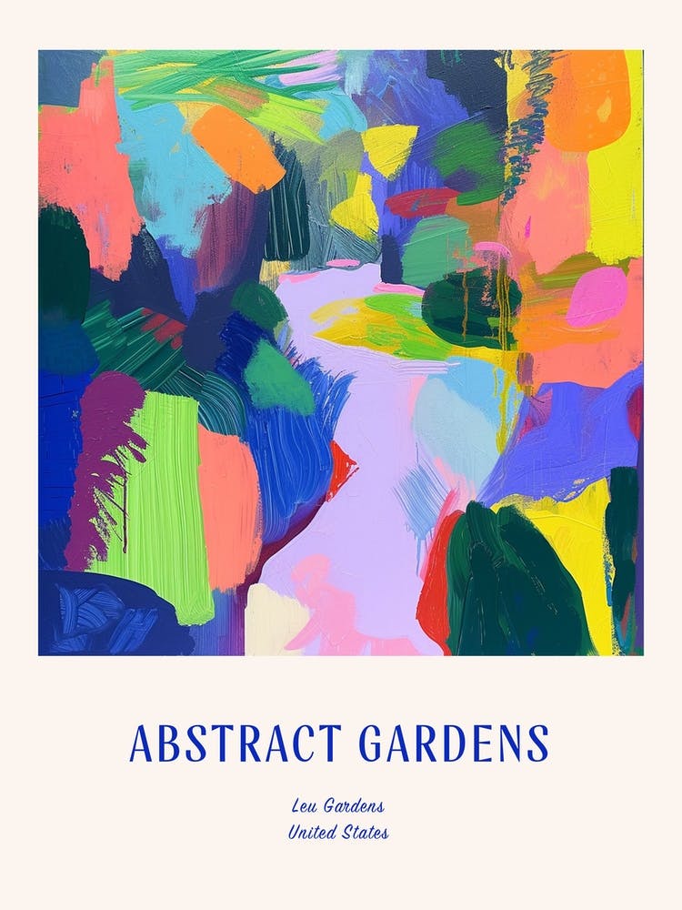 Colourful Gardens Leu Gardens Usa Blue Poster