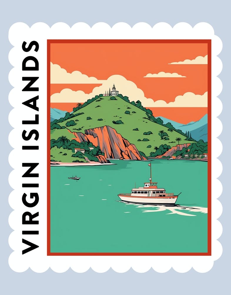 Virgin Islands 3 Travel Stamp Poster