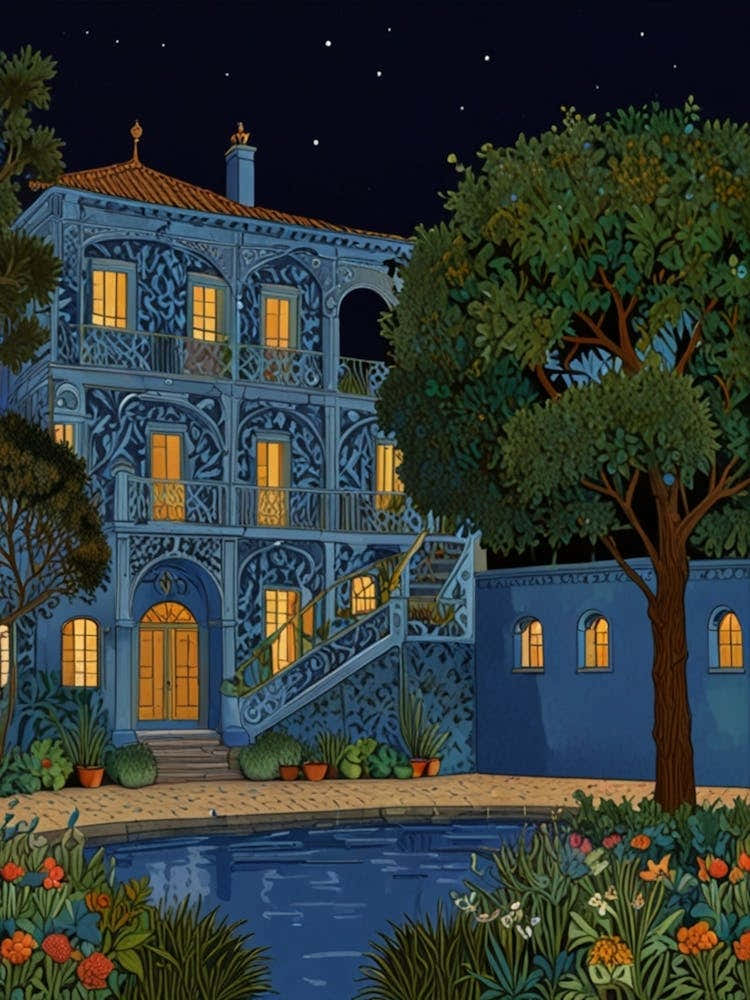 William Morris Blue House At Night