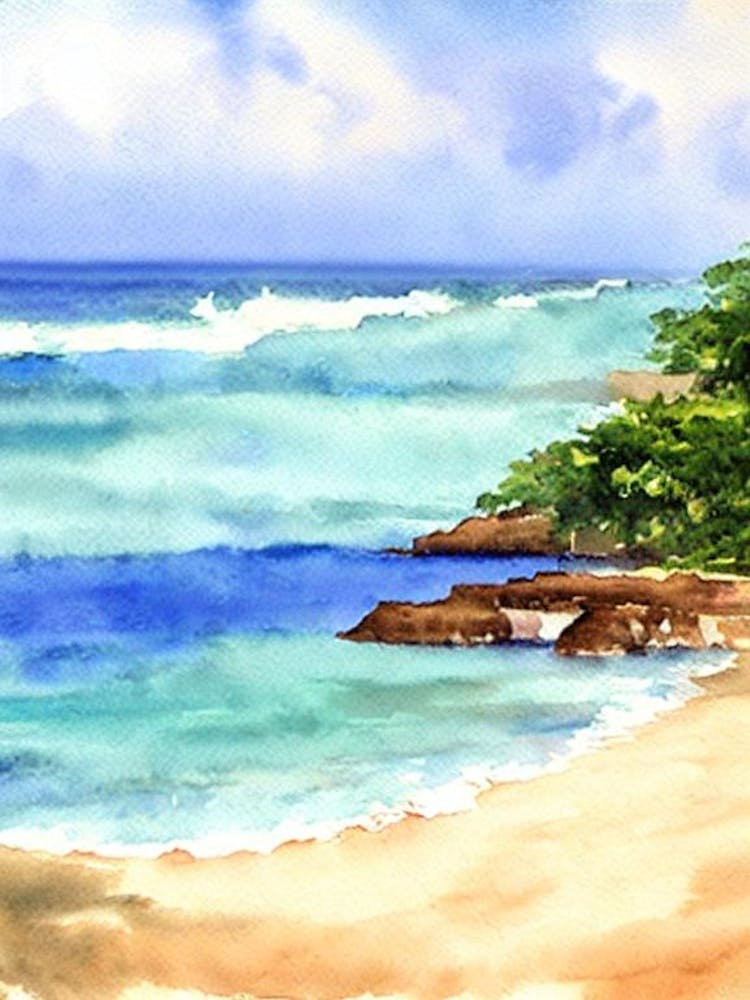 Bathsheba Beach, Barbados Watercolour