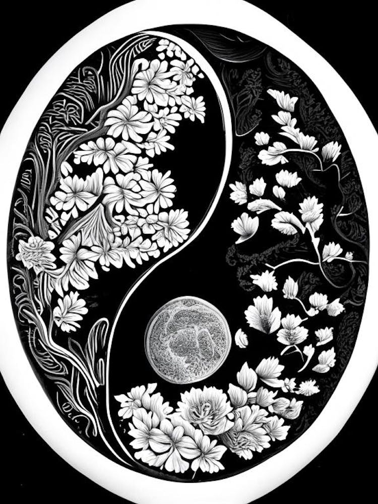 Repeat Yin and Yang 4 Linocut