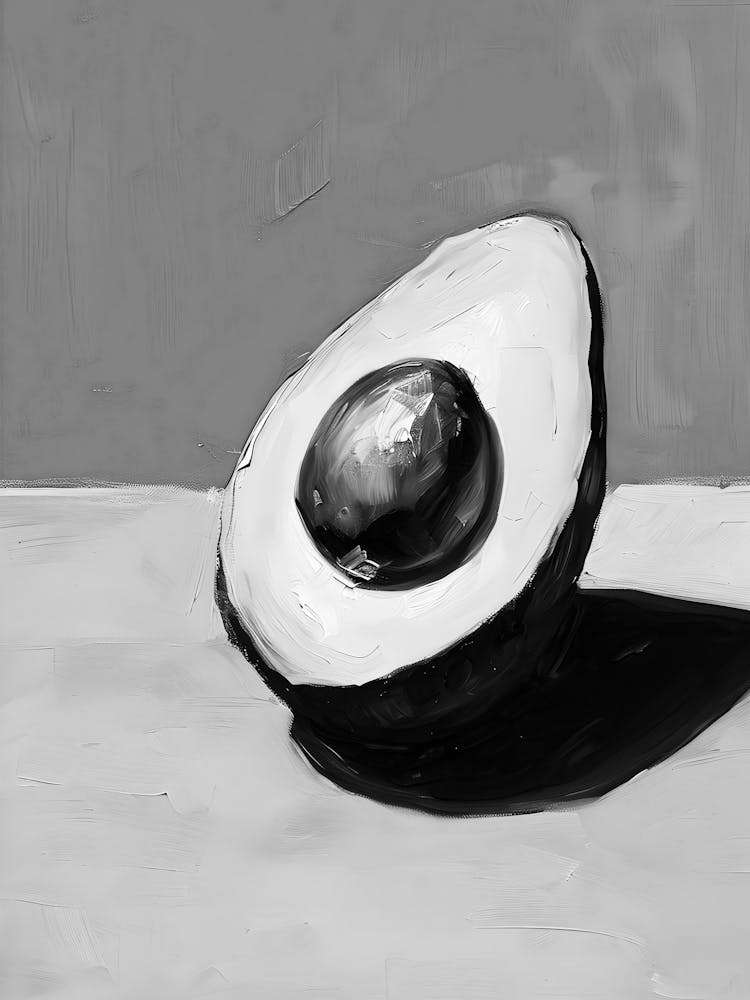 Avocado In Black And White