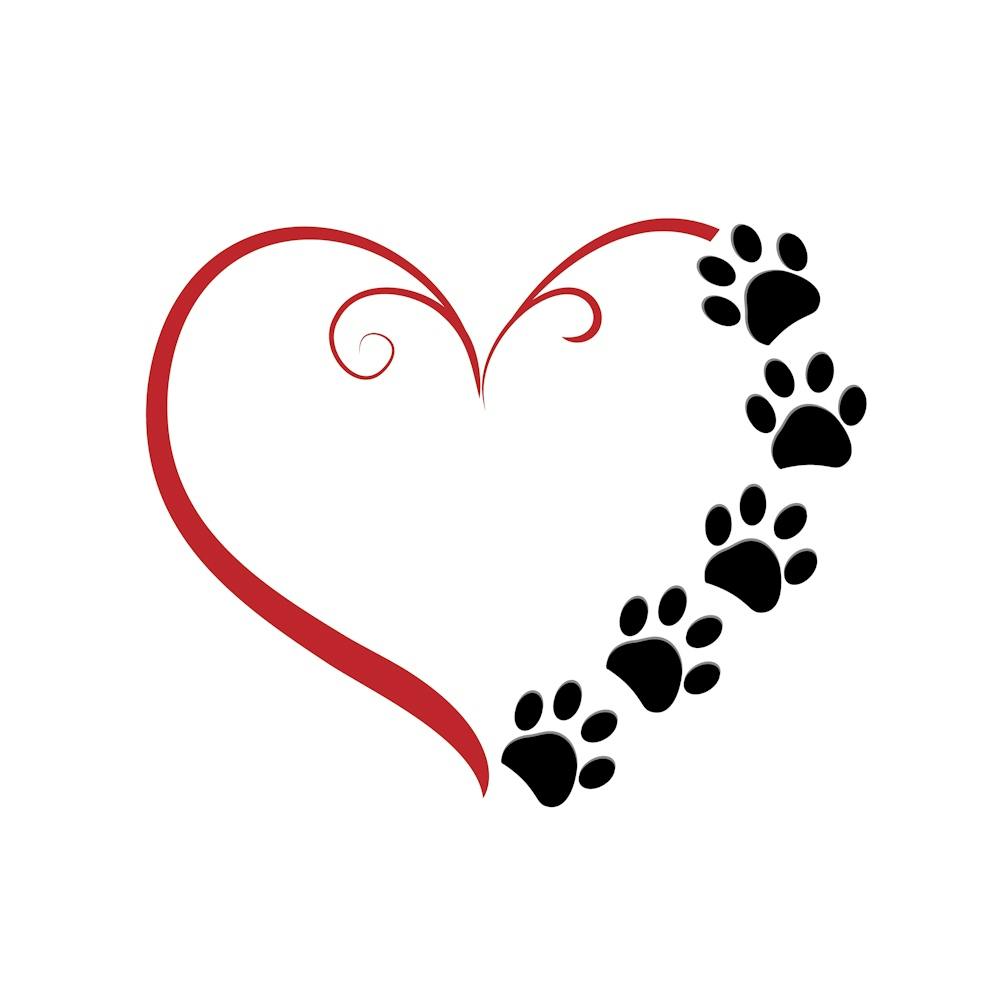 Dog Paw Prints With Heart Symbol