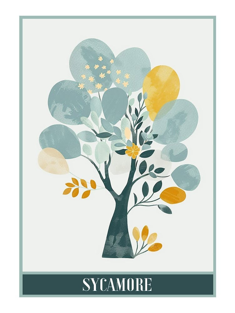 Sycamore Tree Flat Illustration 4 Poster