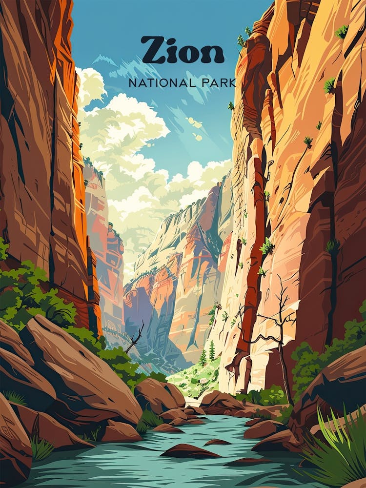 Zion National Park Canyon Travel Art