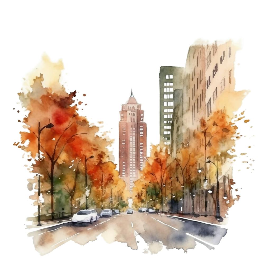 Paysage Urbain à l'Aquarelle 1