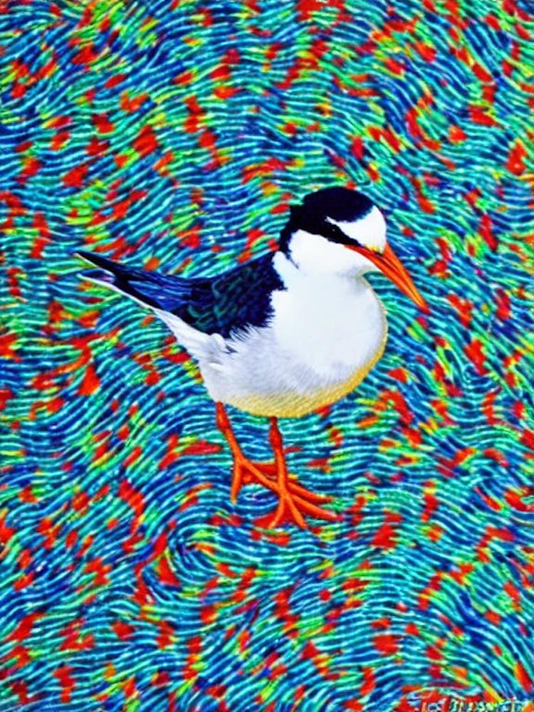 Common Tern Yayoi Kusama Style Illustration Bird