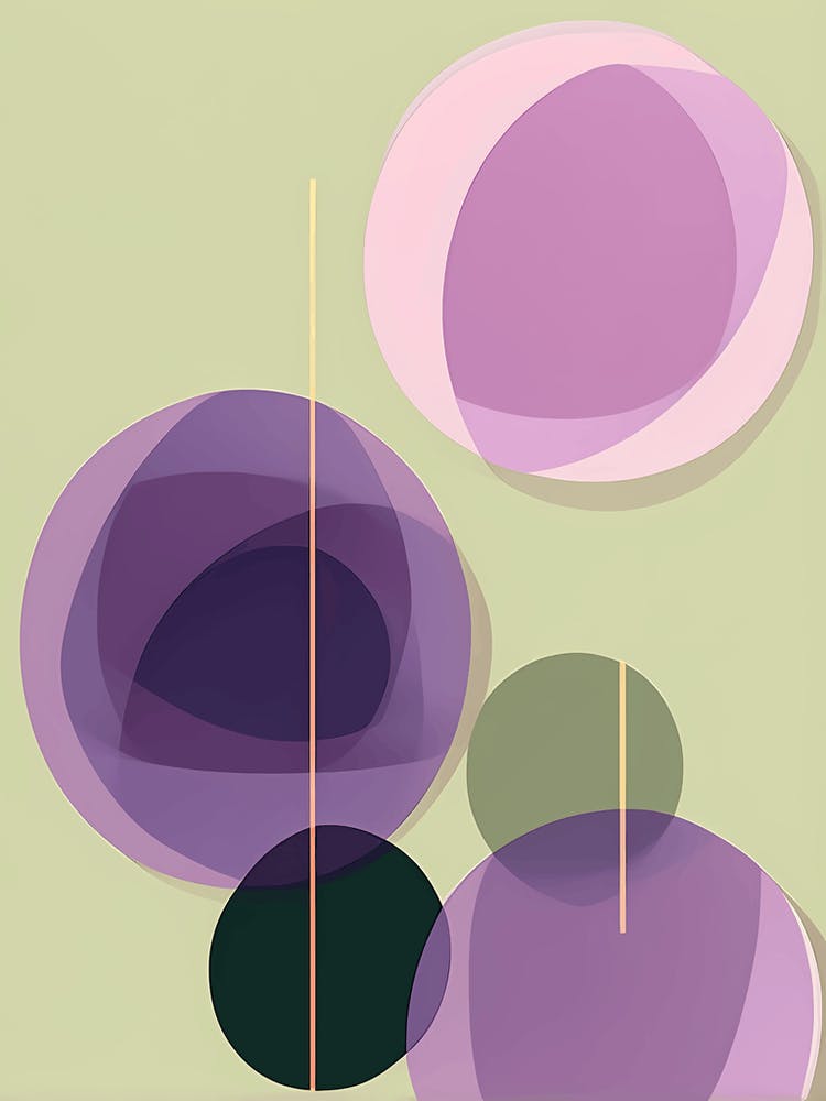 Simple abstract Movement Art For Wall Decor, Pleasing tones of purple green, 1258