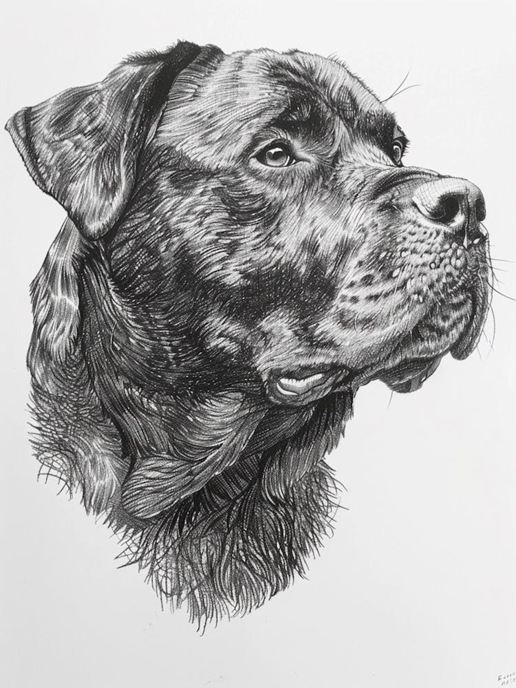 Rottweiler Hund Linienskizze4