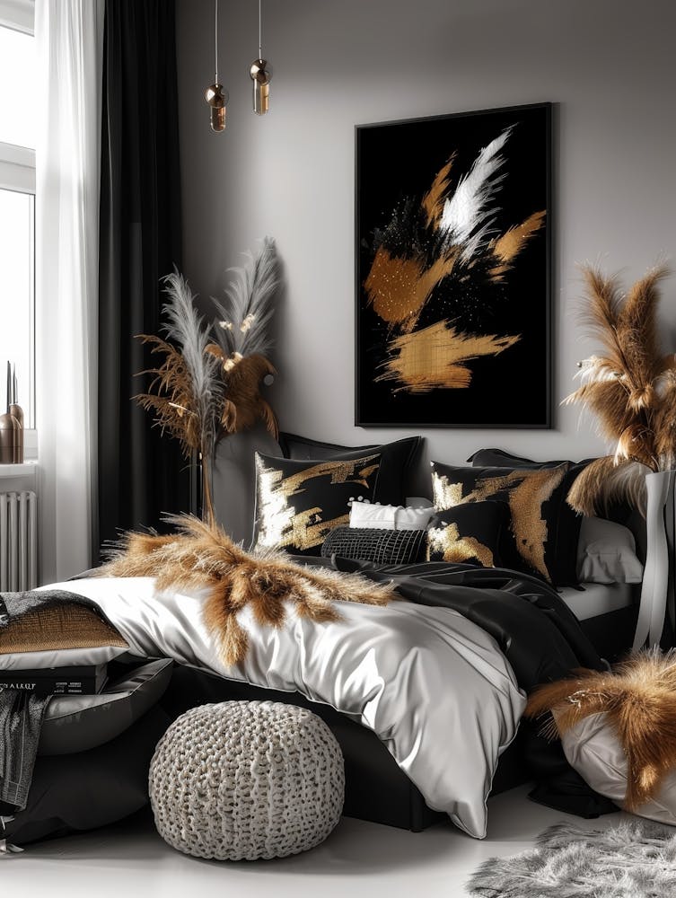 Gold And Black Bedroom