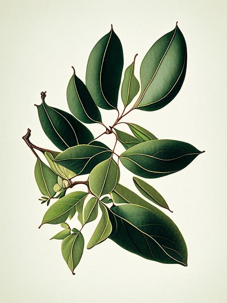 Wax Myrtle Leaf Vintage Botanical 3