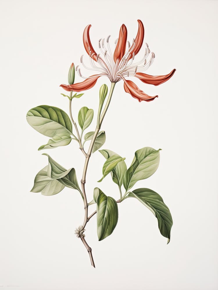 Honeysuckle Flower Vintage Botanical 2