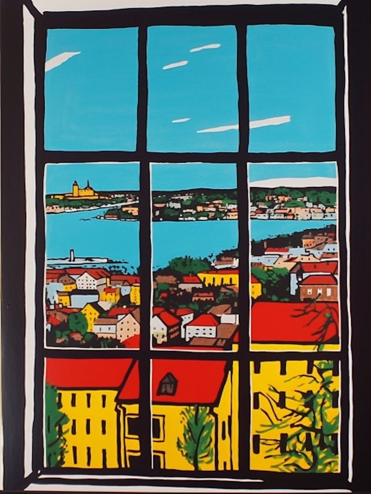 Window View Of Stockholm Sweden In The Style Of Pop Art 1