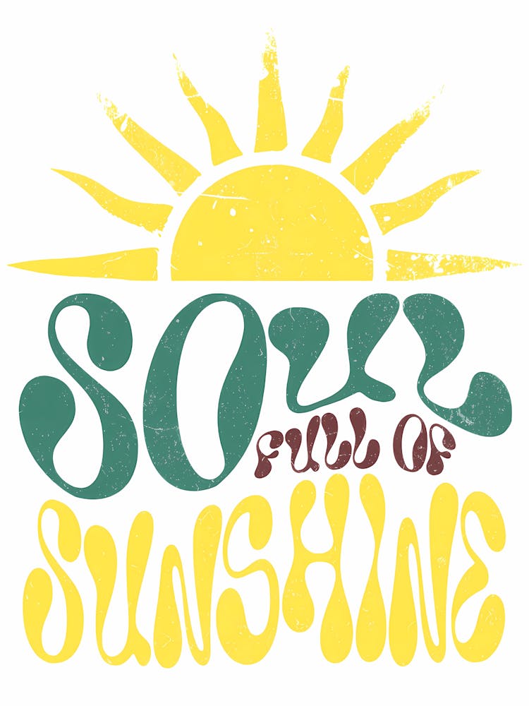 Soul Full of Sunshine – Retro Typography Wall Art with Sun Illustration