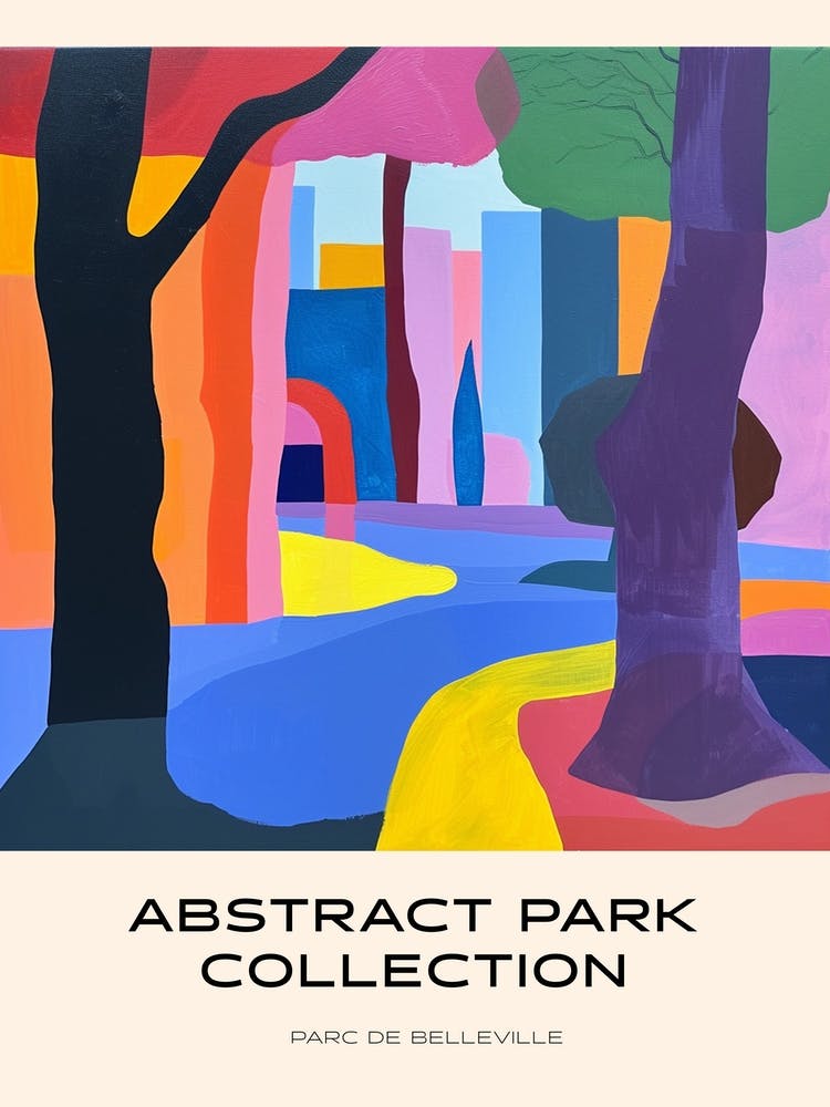 Abstract Park Collection Poster Parc De Belleville Paris France 4