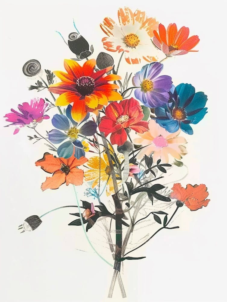 Gaillardia Collage Flower Bouquet