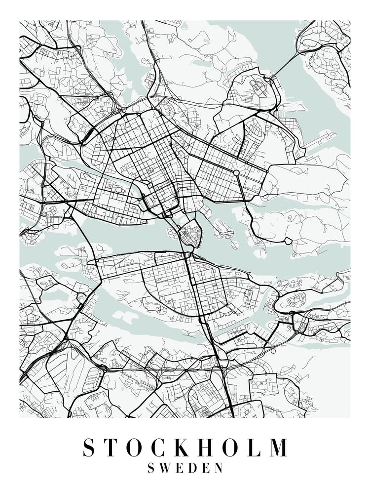 Stockholm Schweden Straßenkarte Minimal Farbe