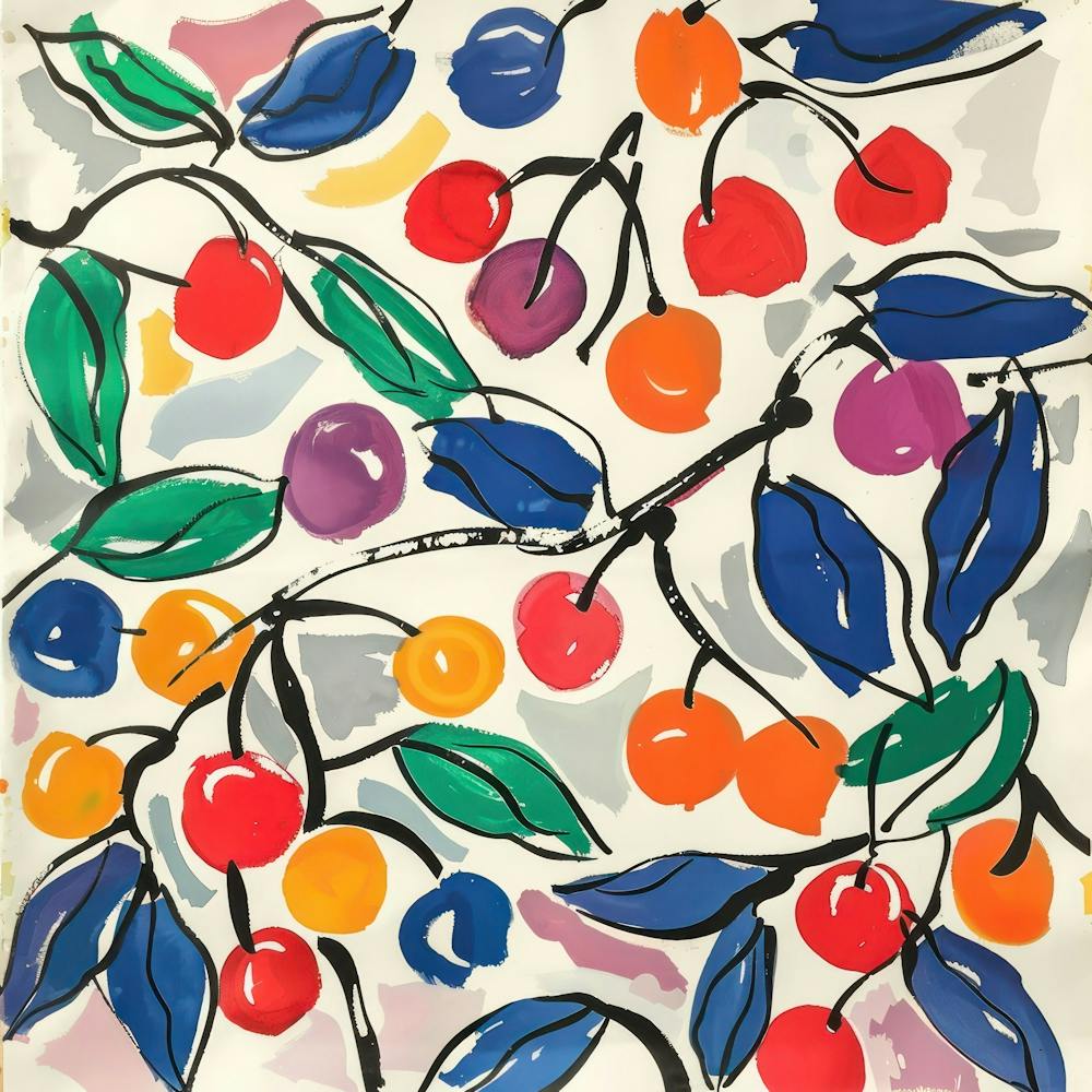 Summer Cherries Painting Matisse Style 8