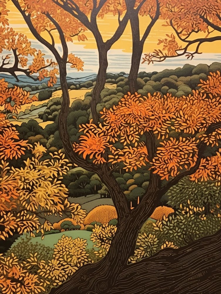 Black Walnut 2 Vintage Autumn Tree Print