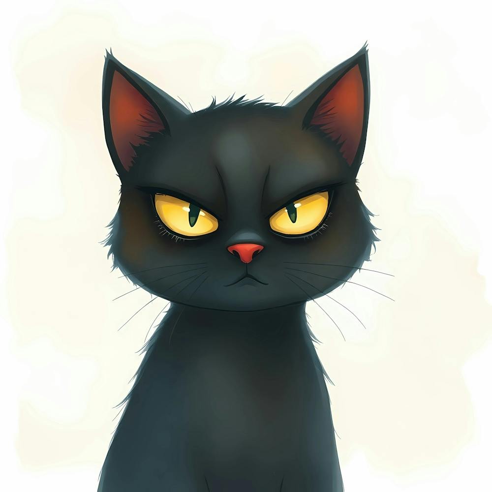 Schwarze Katze mit gelben Augen, die dich verurteilen